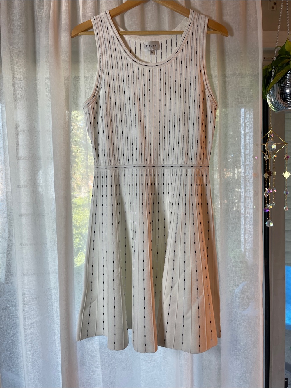 Milly White Sleeveless Fit-and-Flare Knit Dress